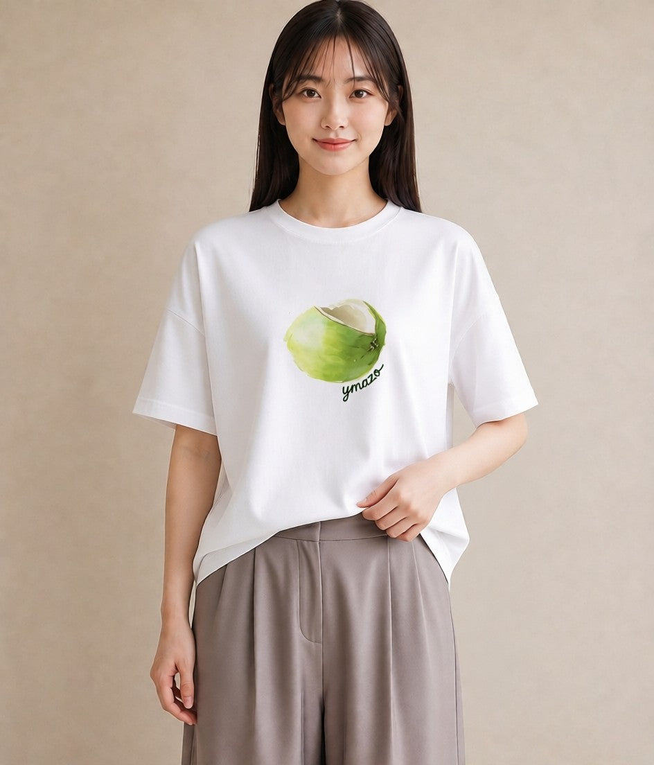 デザインTシャツ レディース パイナップル 食べ物 フード イラスト 線画 女子会 お揃い 白T
