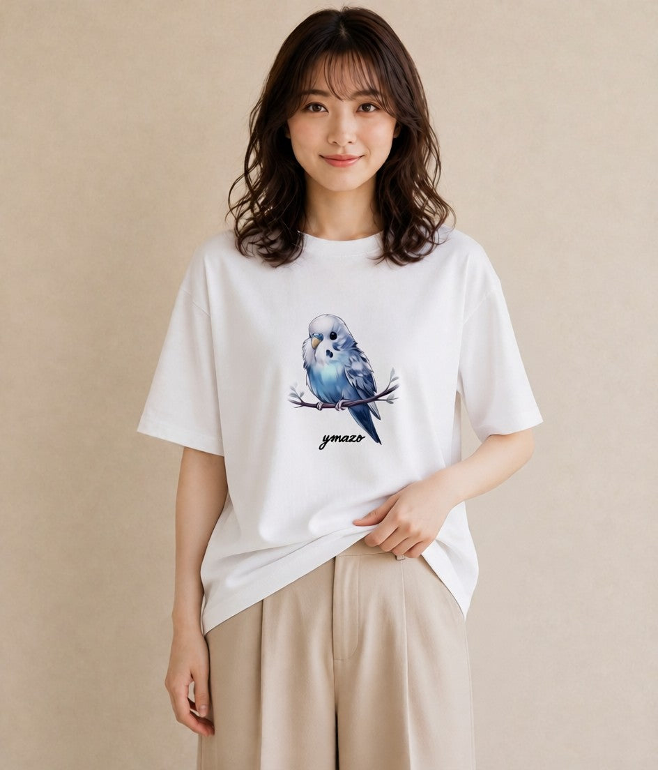 デザインTシャツ レディース オカメインコ ペット 動物 イラスト 北欧風 カジュアルコーデ 買い物 白T