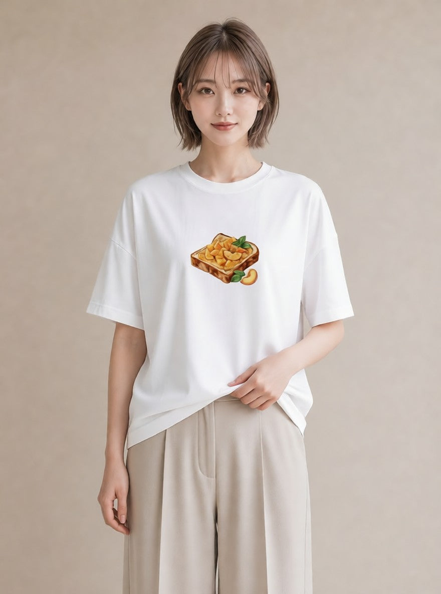グラフィックTシャツ レディース パン 食べ物 フード イラスト シック 部屋着 女性向けギフト 白T