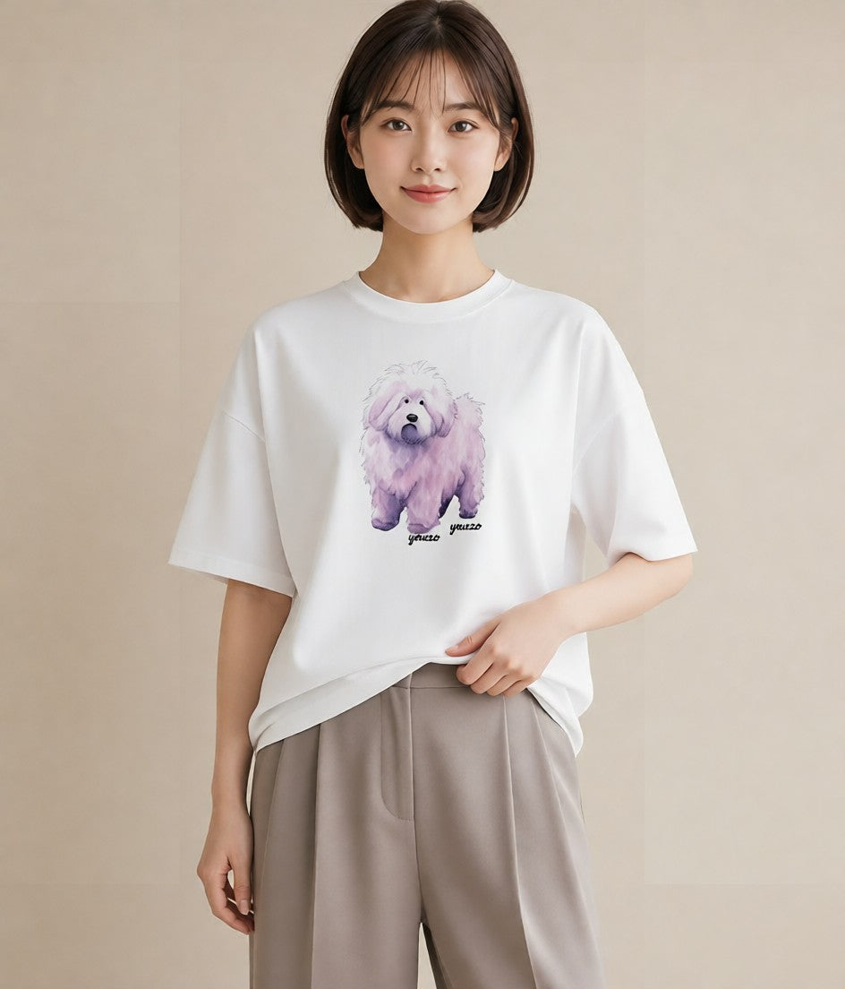 Tシャツ レディース ビションフリーゼ 犬 いぬ イラスト 可愛い ギフト 母の日 白T