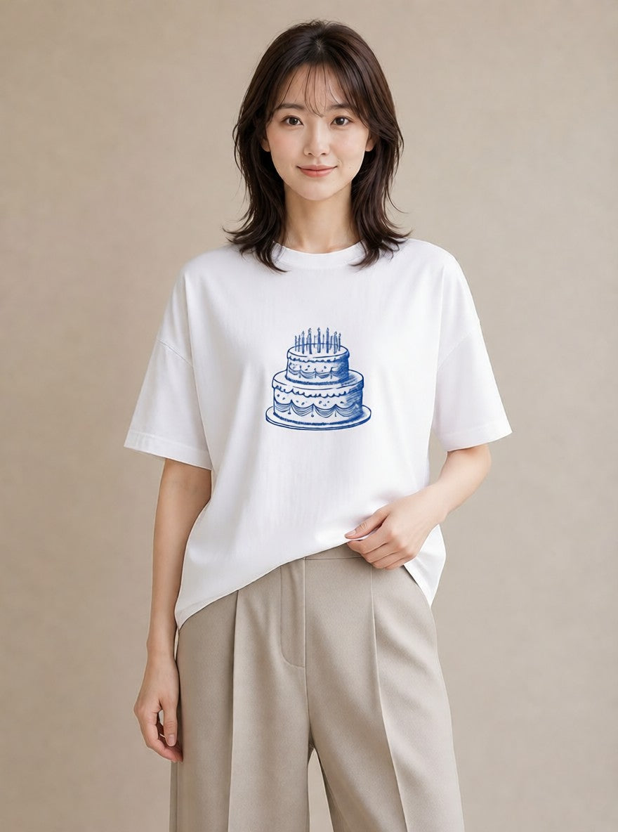 グラフィックTシャツ レディース スイーツ お菓子 デザート イラスト きれいめ ビーチ デイリーウェア 白T