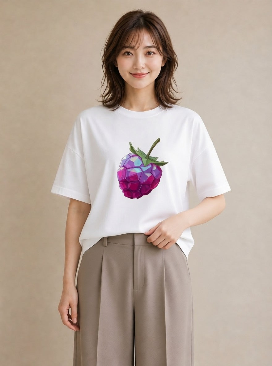 プリントTシャツ レディース 木の実 植物 ボタニカル イラスト ニュアンス 帰省 ラフ 白T