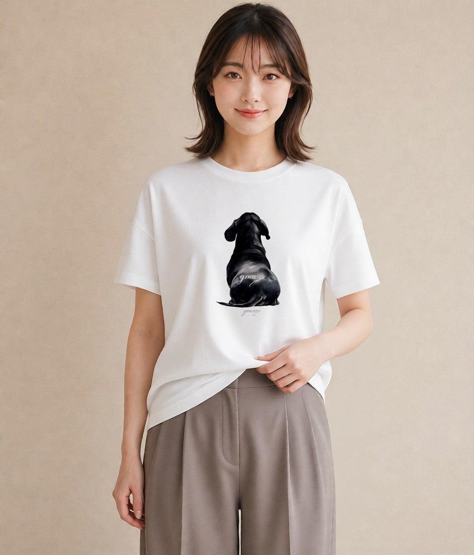 Tシャツ レディース ミニチュアダックスフンド 犬 いぬ イラスト ナチュラル 女子会 お揃い 白T