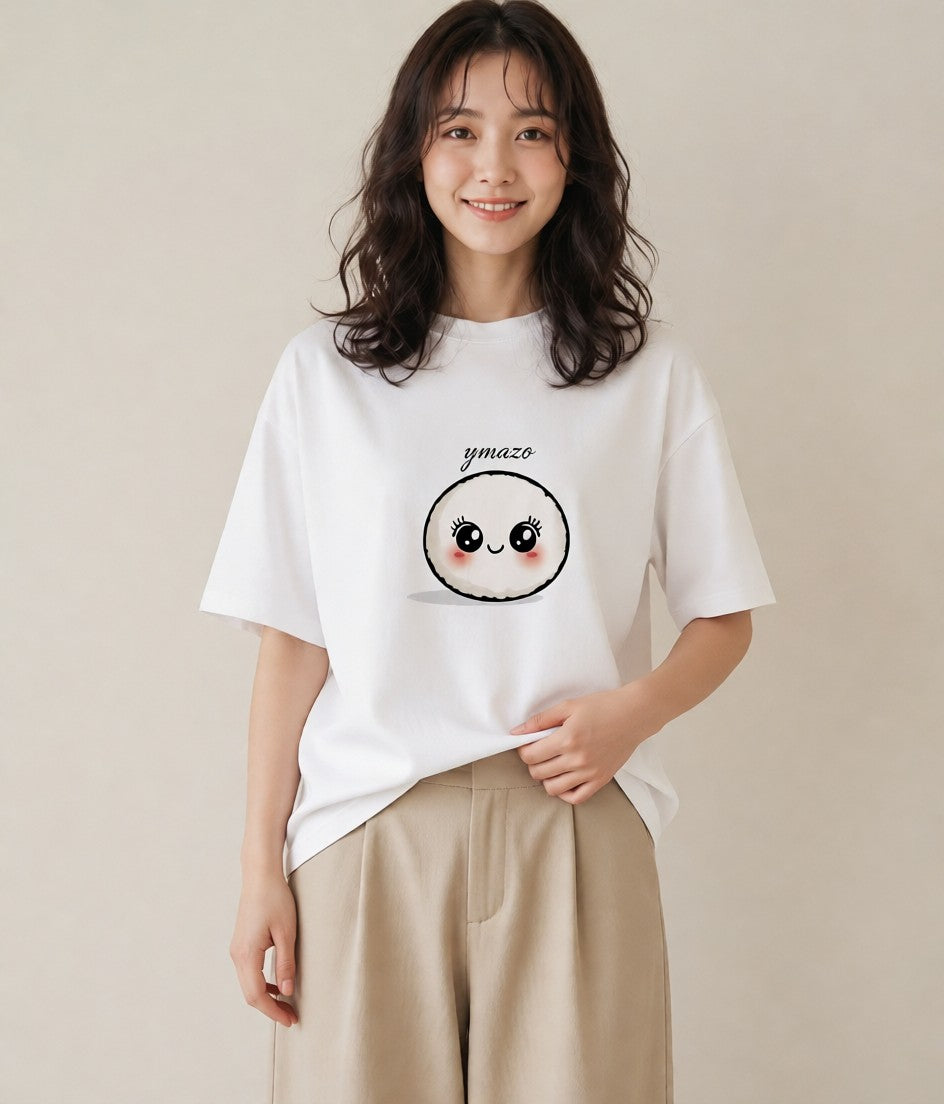 Tシャツ レディース おにぎり 食べ物 フード イラスト きれいめカジュアル 友達ギフト 部屋着 白T