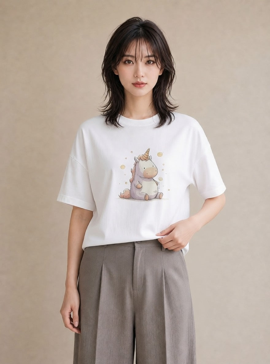 デザインTシャツ レディース サイ 動物 アニマル イラスト 北欧風 母の日 ビーチ 白T