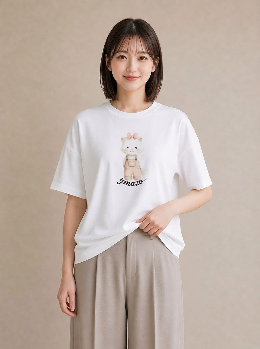 Tシャツ レディース ラグドール 猫 ねこ イラスト モード 夏コーデ 通学 白T