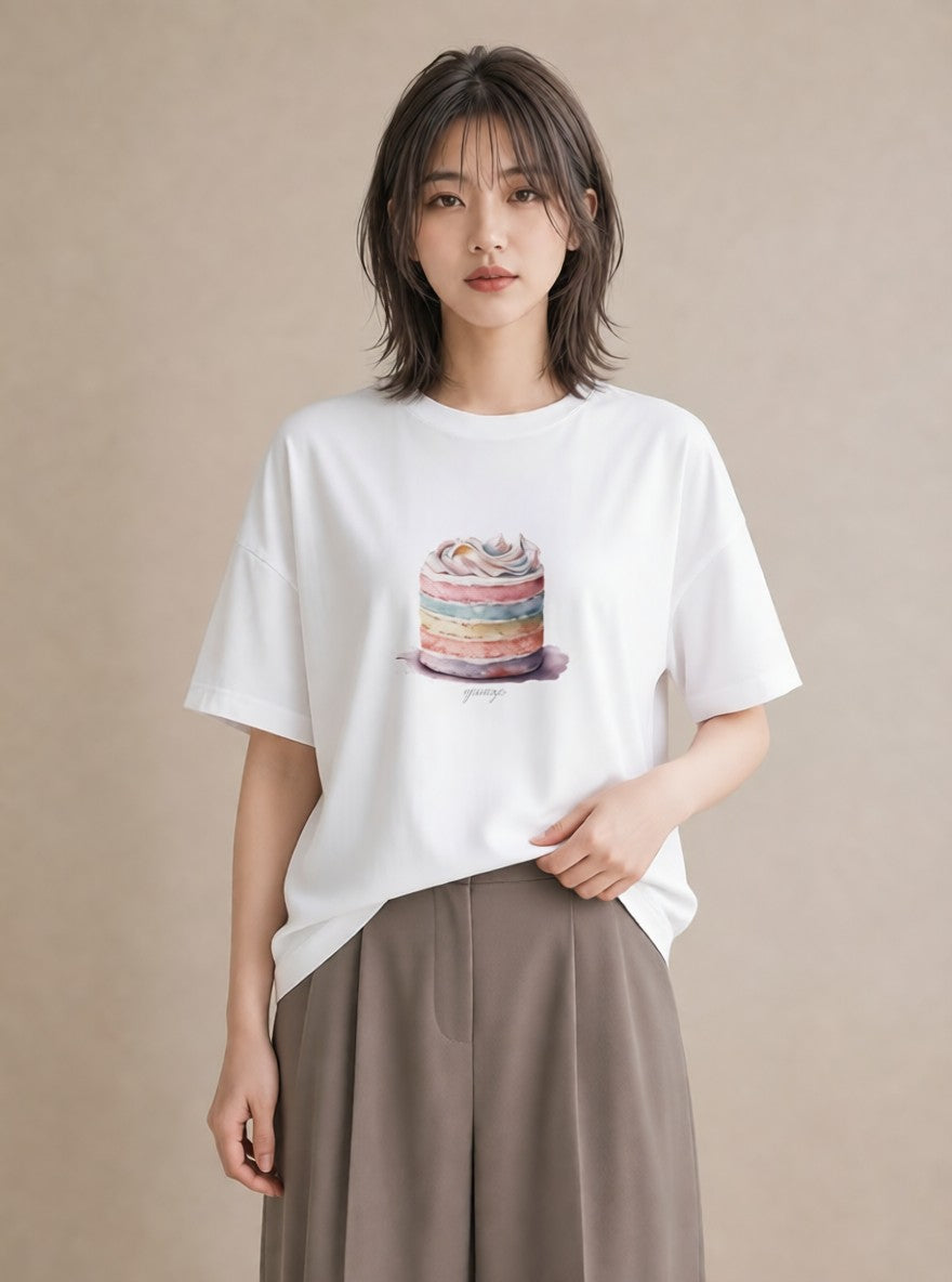 Tシャツ レディース マフィン 食べ物 フード イラスト シック 通学 誕生日プレゼント 白T