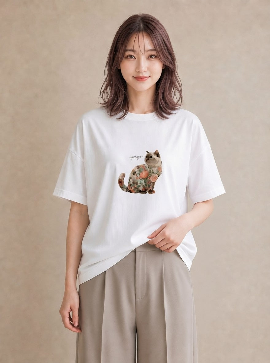 デザインTシャツ レディース ラグドール 猫 ねこ イラスト ヴィンテージ風 女子会 お揃い 白T