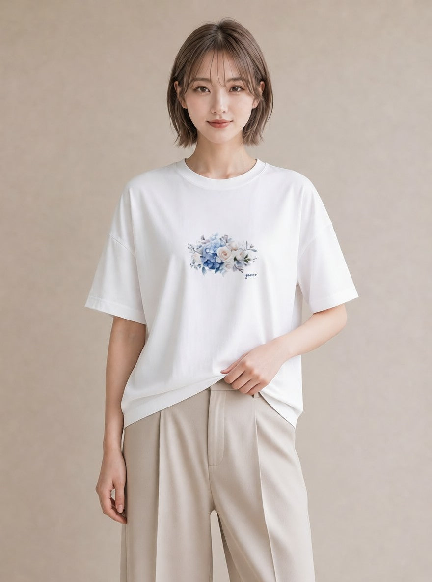 半袖Tシャツ レディース ポスト 野の花 レトロ ナチュラル アンティーク イラスト ゆるかわ 姉妹 送別ギフト 白T
