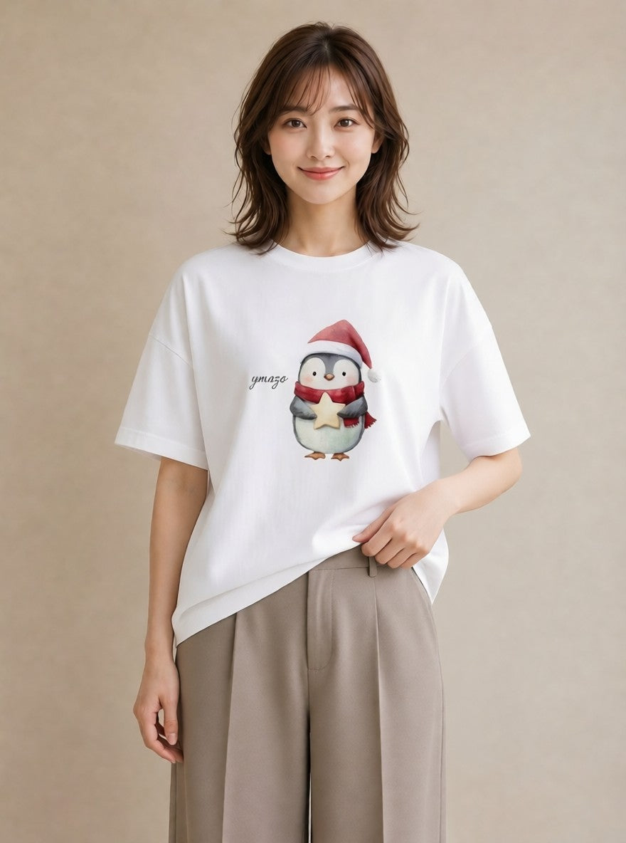 グラフィックTシャツ レディース コウテイペンギン 動物 アニマル イラスト ボタニカル デート 帰省 白T