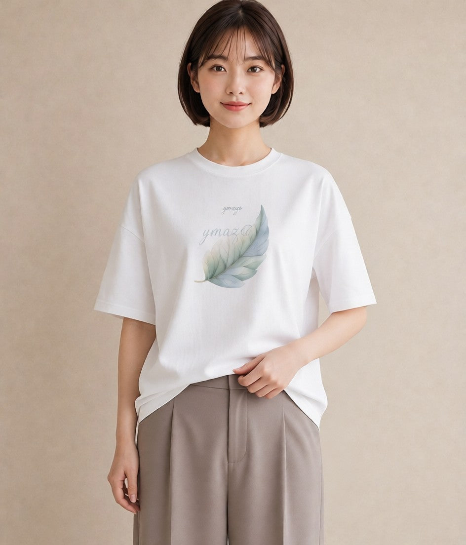 デザインTシャツ レディース ユーカリ 植物 ボタニカル イラスト モード 買い物 夏コーデ 白T