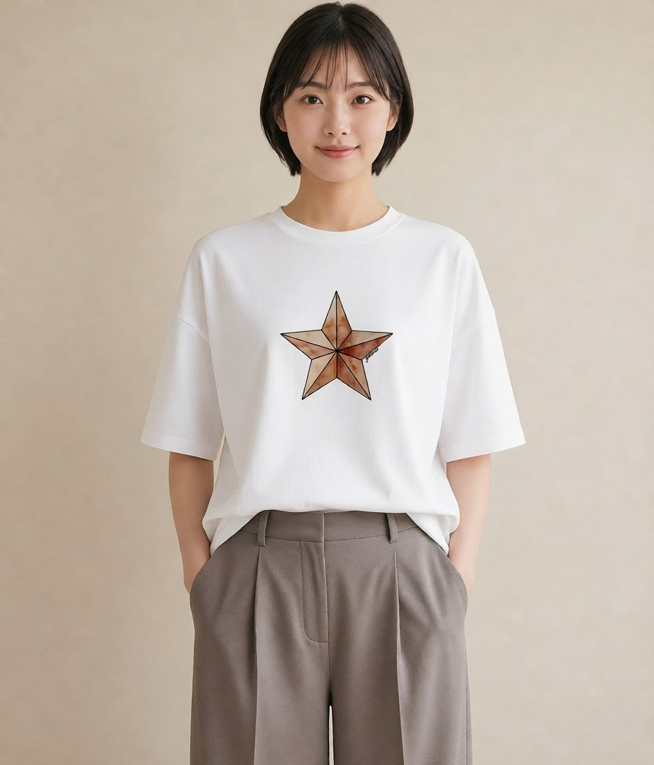 グラフィックTシャツ レディース 星 星空 宇宙 イラスト ボタニカル ビーチ デイリーウェア 白T