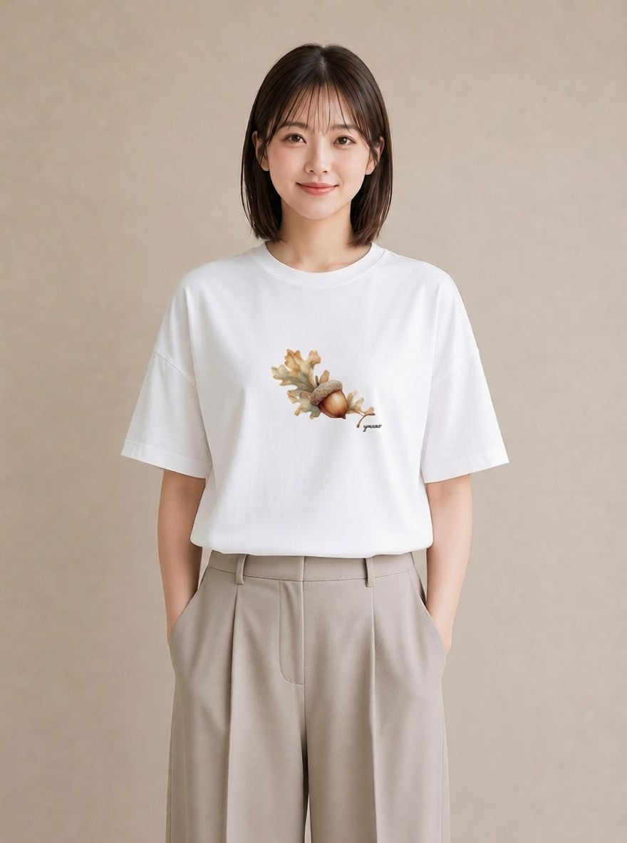 デザインTシャツ レディース 実り 植物 ボタニカル イラスト ラフ 綿100 デート 白T