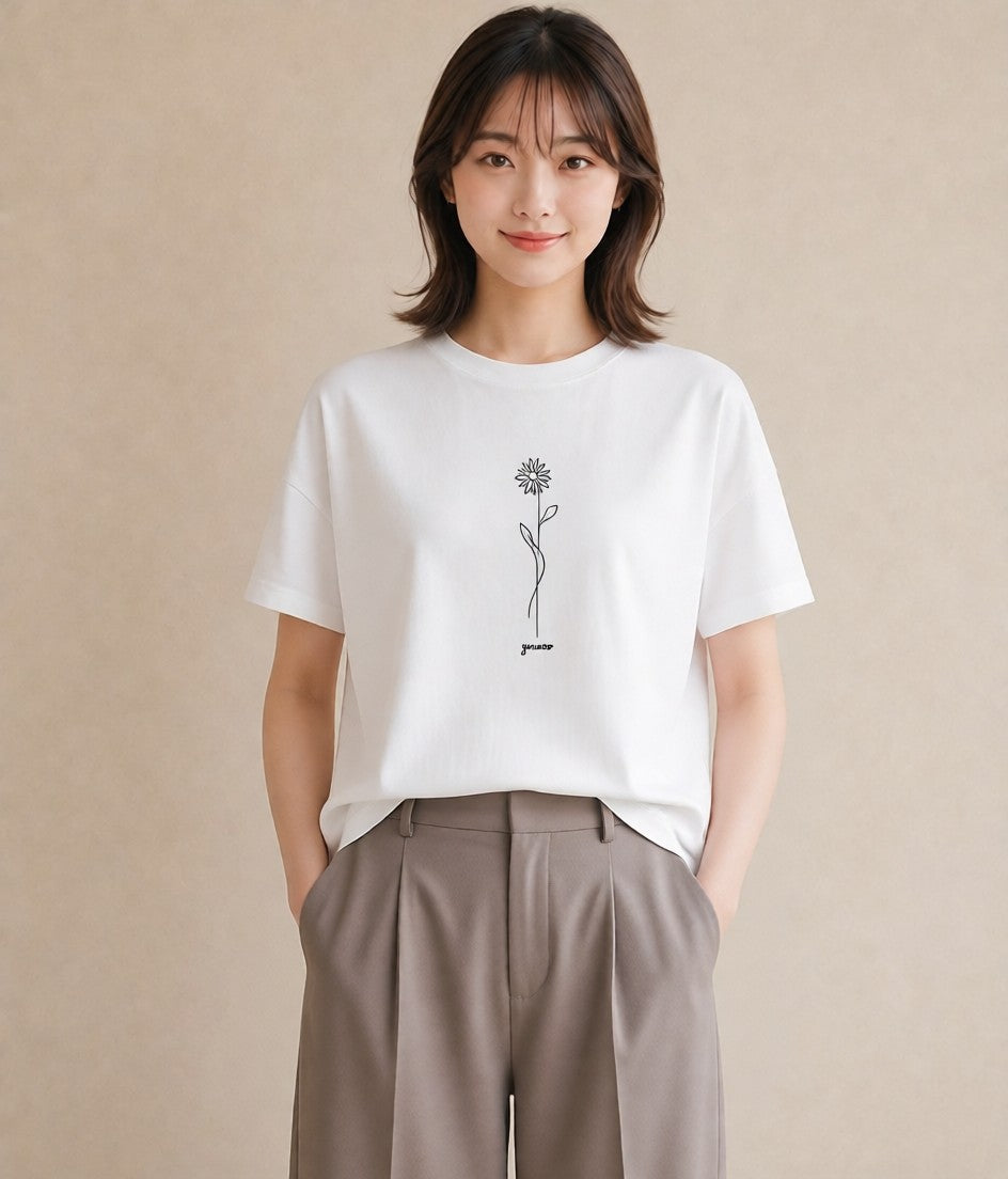 Tシャツ レディース 観葉植物 ボタニカル 植物 イラスト 個性的 帰省 ラフ 白T