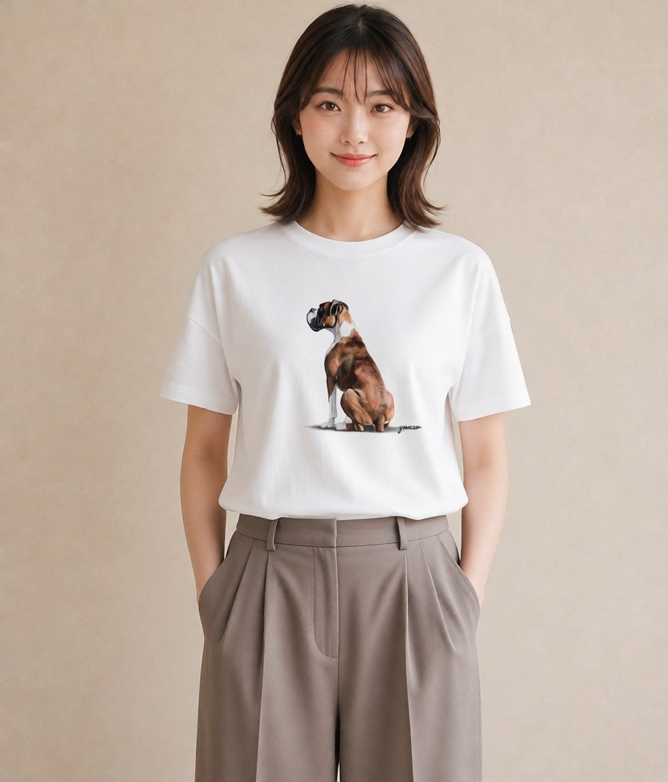 Tシャツ レディース 老犬 犬 いぬ イラスト 線画 秋コーデ おしゃれギフト 白T