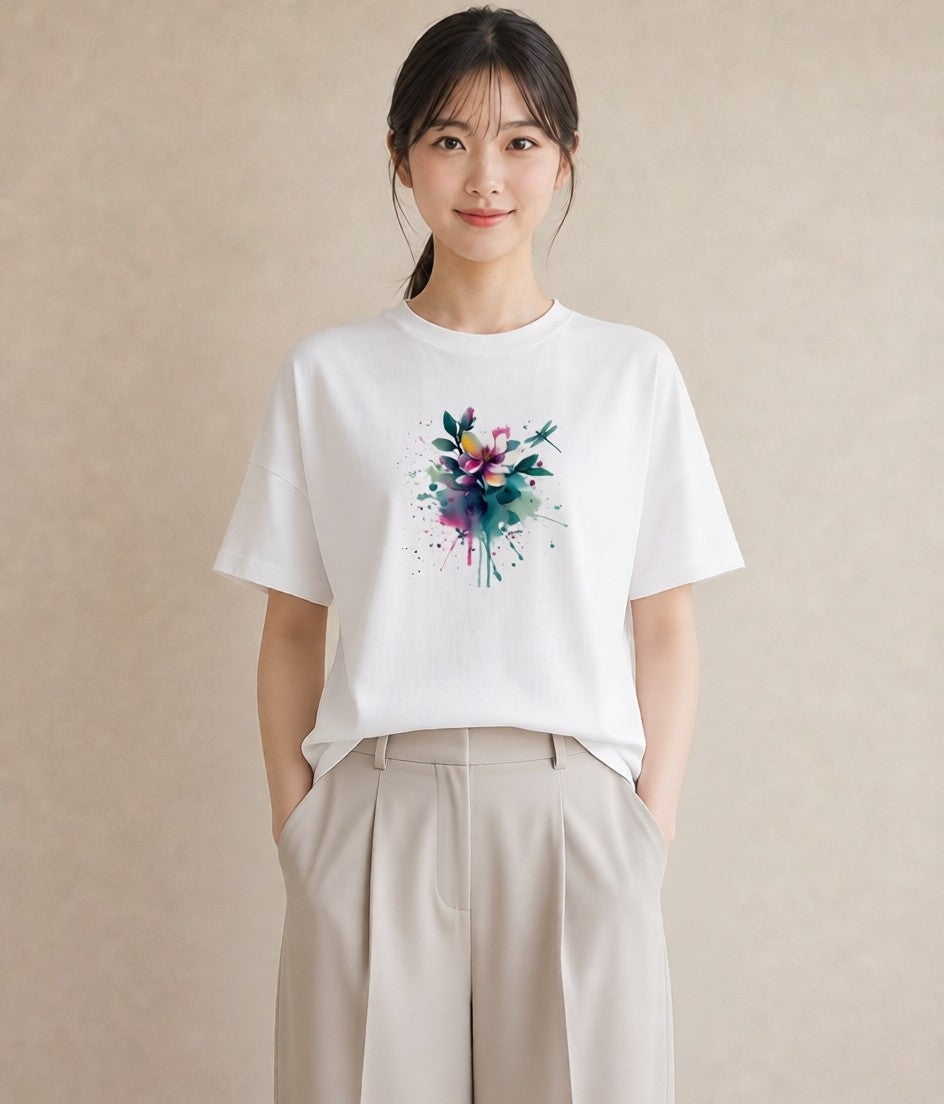 プリントTシャツ レディース とんぼ 昆虫 虫 イラスト ガーリー 母娘コーデ 自分用 白T