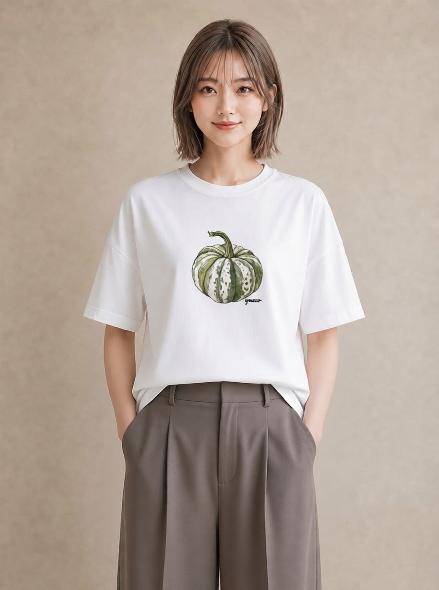 半袖Tシャツ レディース メロン 食べ物 フード イラスト ガーリー 友達ギフト 部屋着 白T
