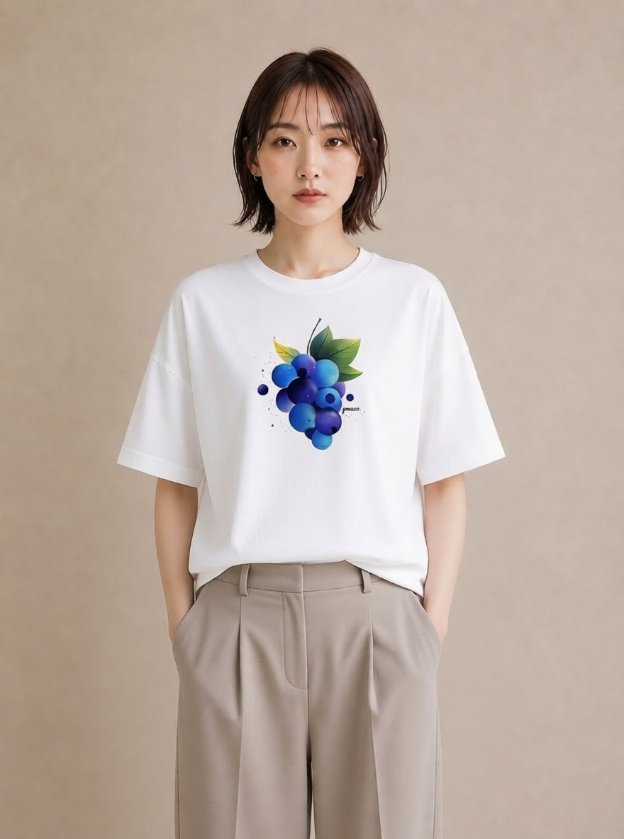 Tシャツ レディース ブルーベリー 食べ物 フード イラスト 北欧風 敬老の日 ホワイトデー 白T