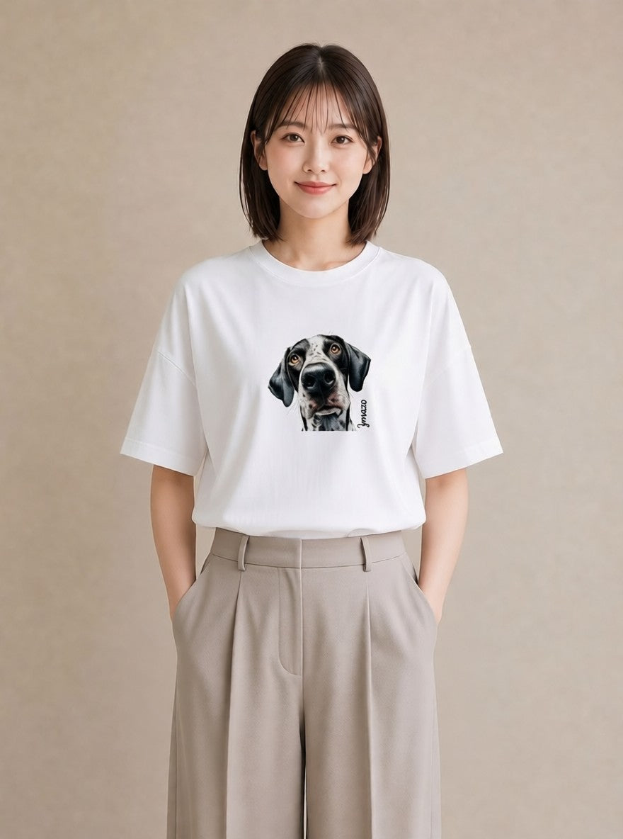 デザインTシャツ レディース ミックス犬 犬 いぬ イラスト フェミニン デート 帰省 白T