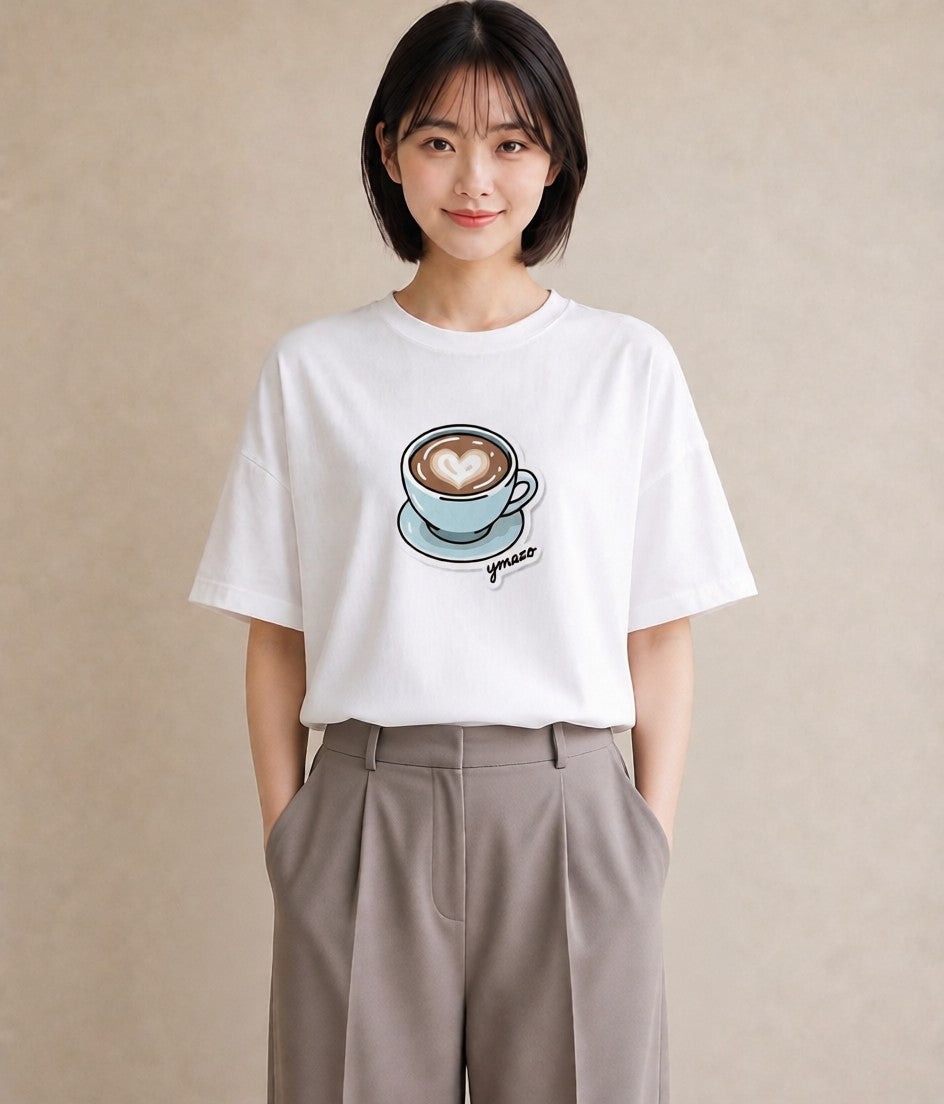 グラフィックTシャツ レディース カフェオレ 食べ物 フード イラスト ラフ 公園 ママ 白T