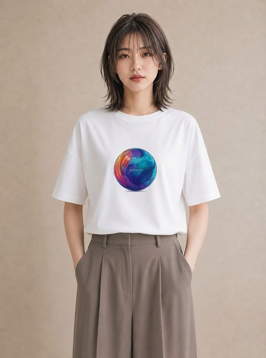 デザインTシャツ レディース プラネット 星空 宇宙 イラスト 女性 旅行用 白T
