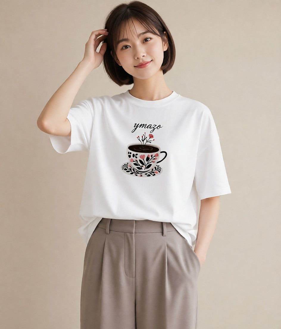 デザインTシャツ レディース エスプレッソ 食べ物 フード イラスト 可愛い 誕生日プレゼント 綿100 白T
