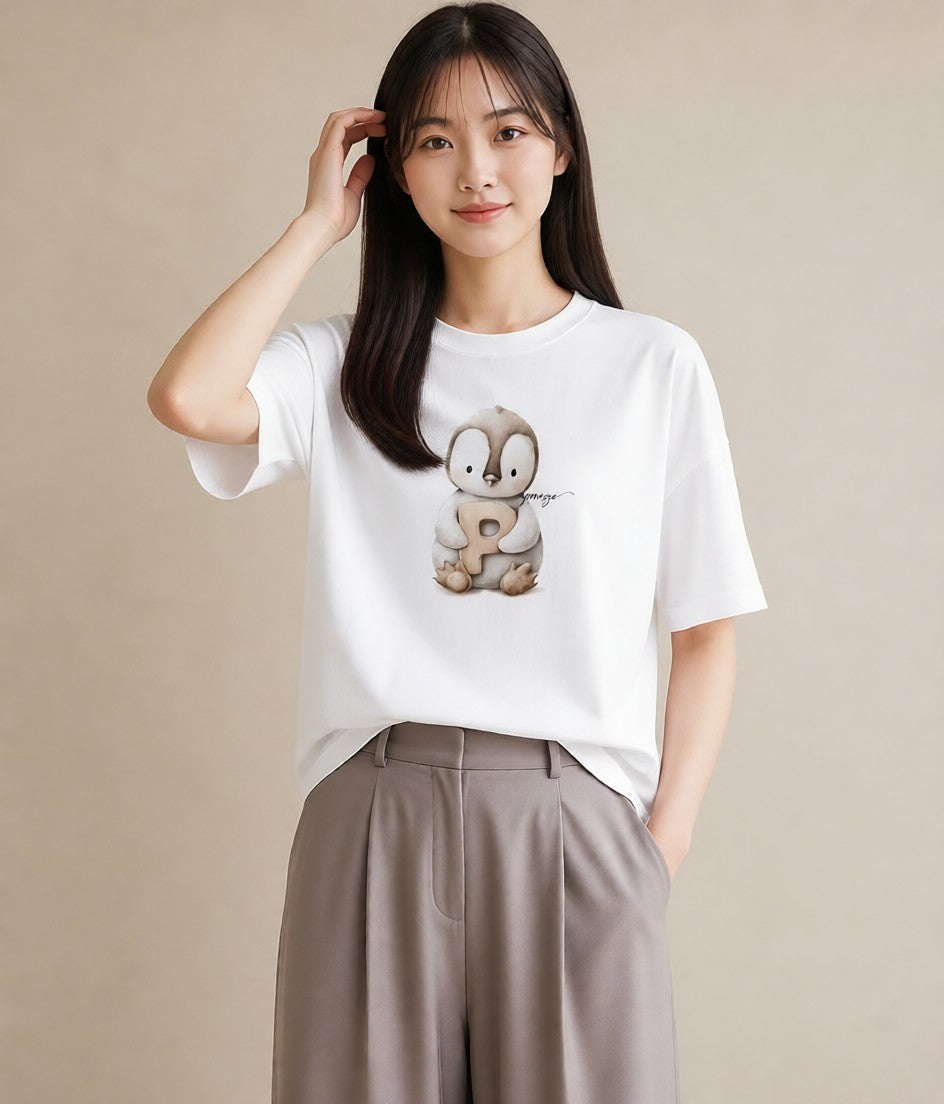 半袖Tシャツ レディース 白文鳥 ペット 動物 イラスト ガーリー 母の日 ビーチ 白T