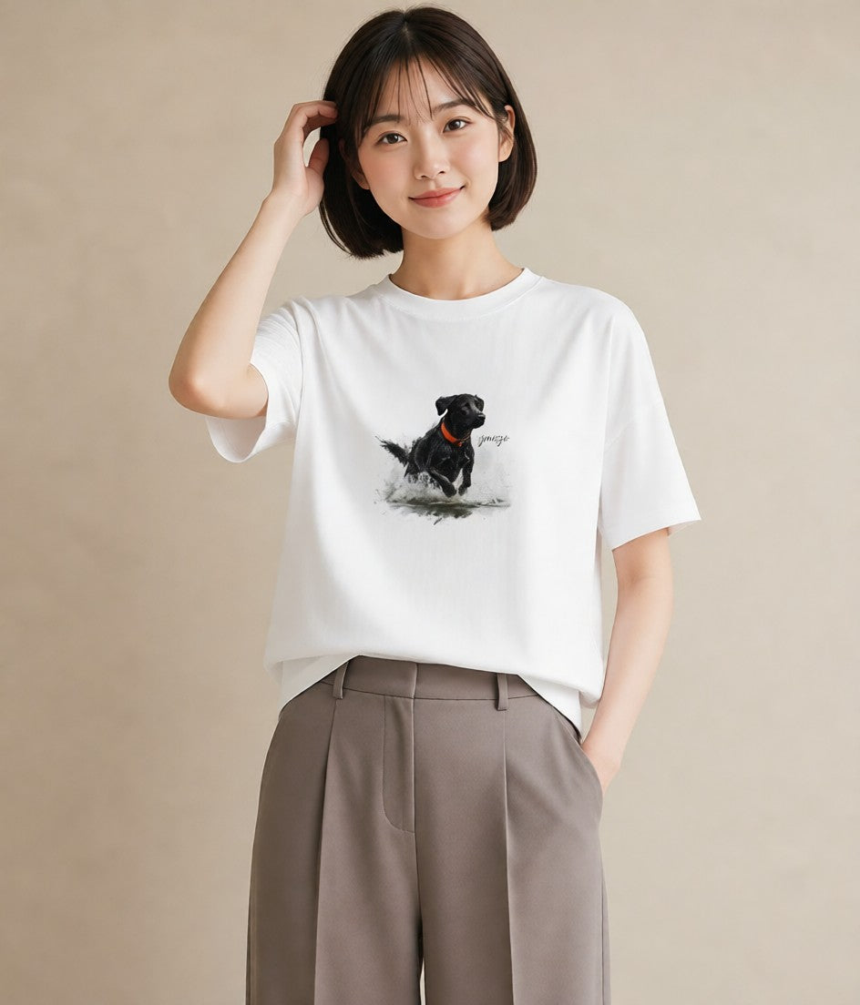 Tシャツ レディース ラブラドールレトリバー 犬 いぬ イラスト ラフ おしゃれギフト 社会人 白T