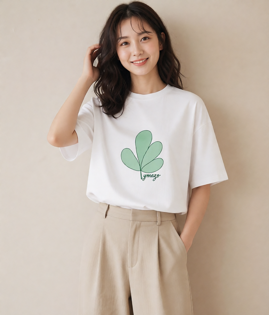 プリントTシャツ レディース クローバー 四つ葉 花 花柄 イラスト 個性的 女子会 お揃い 白T