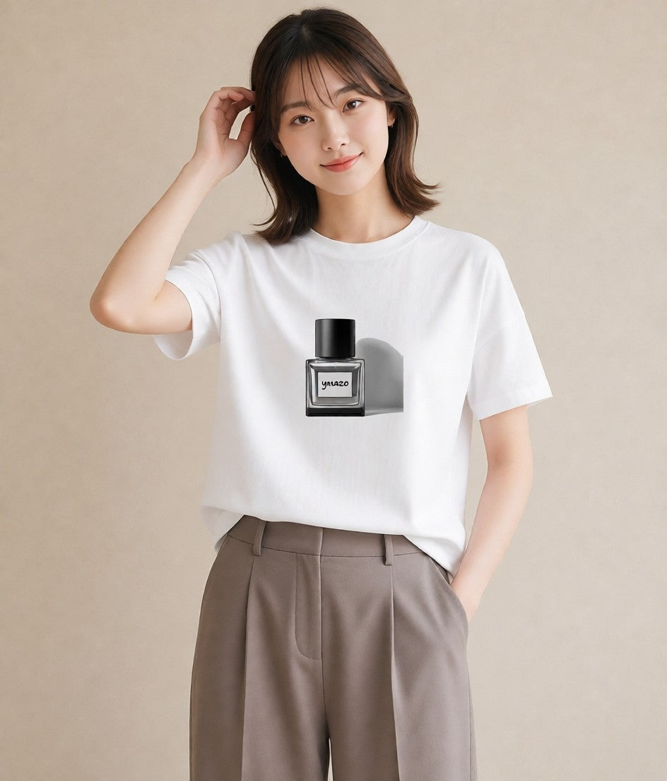 デザインTシャツ レディース 香水 香水瓶 パフューム イラスト 北欧風 旅行 母娘コーデ 白T