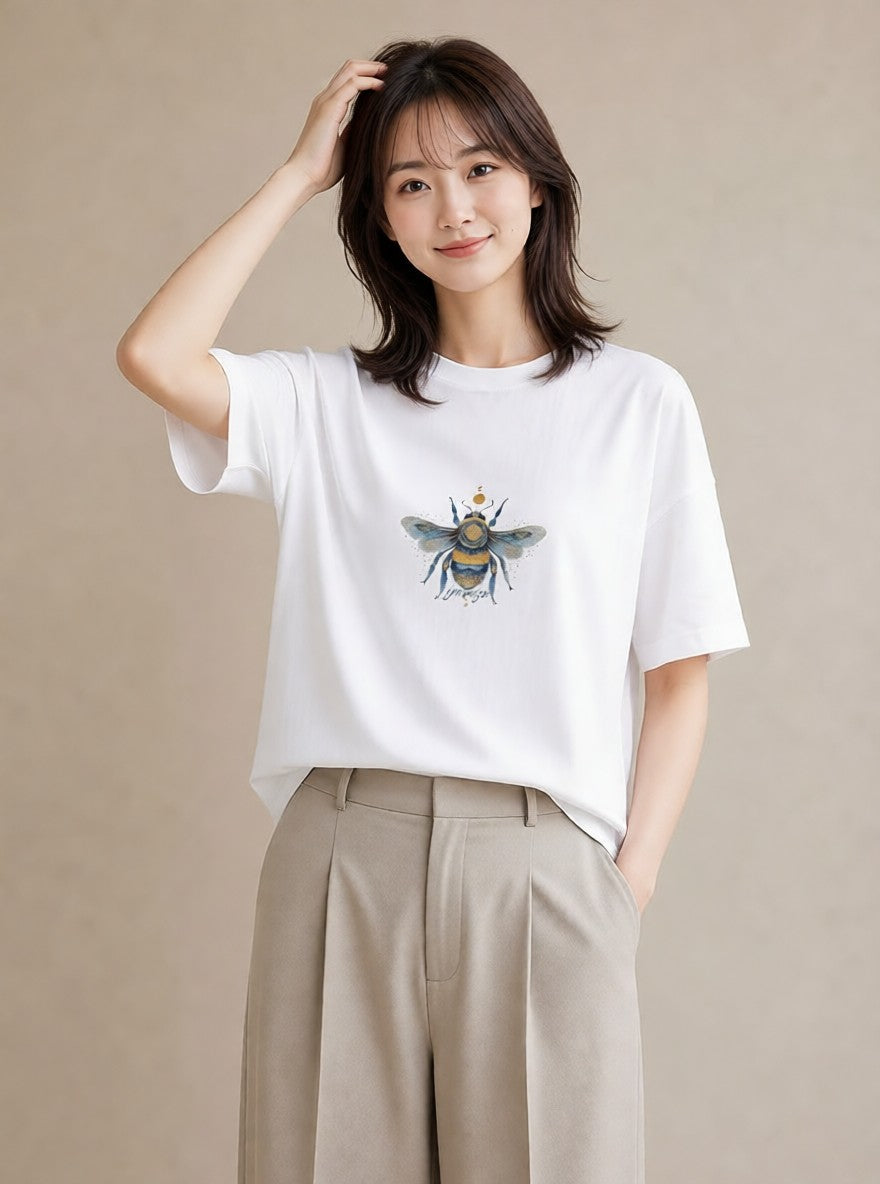 デザインTシャツ レディース ホタル 昆虫 虫 イラスト 個性的 散歩 お出かけ 白T