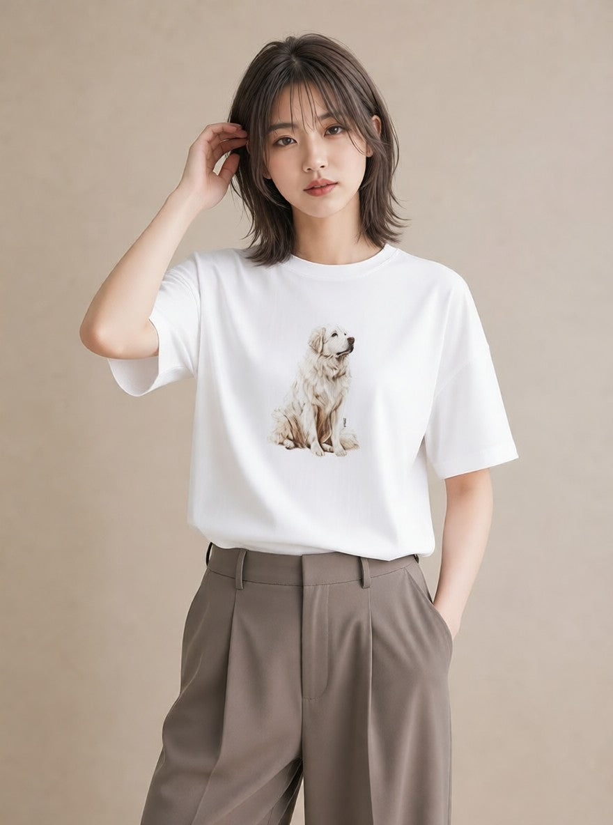 プリントTシャツ レディース 黒柴 犬 いぬ イラスト カフェコーデ 夏コーデ 通学 白T