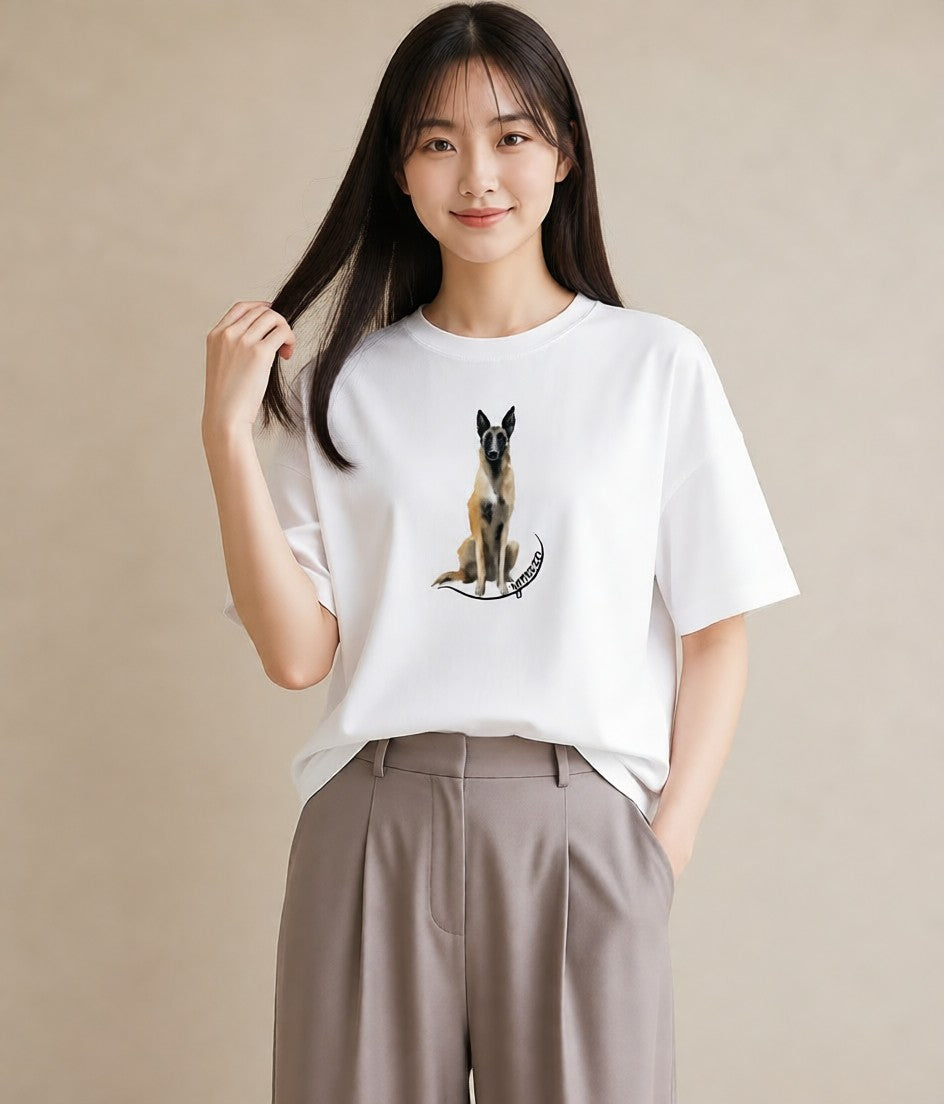 グラフィックTシャツ レディース ジャーマンシェパード 犬 いぬ イラスト ボタニカル 秋コーデ おしゃれギフト 白T