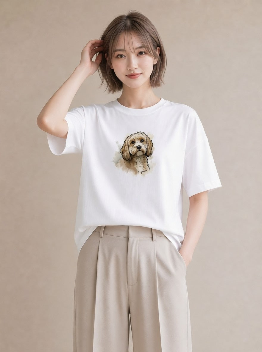 グラフィックTシャツ レディース 愛犬 犬 いぬ イラスト 個性的 親子 20代 白T