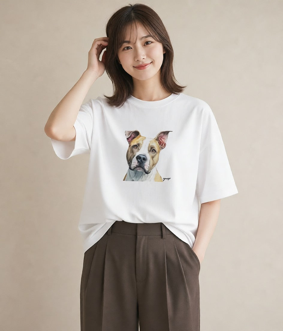 半袖Tシャツ レディース ミックス犬 犬 いぬ イラスト 休日コーデ 旅行 母娘コーデ 白T
