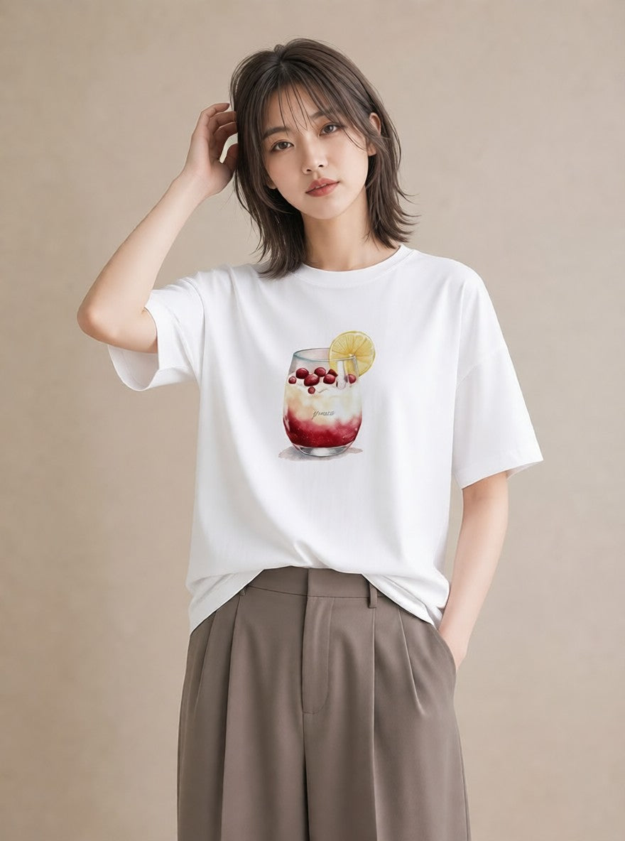 プリントTシャツ レディース クリームソーダ 食べ物 フード イラスト 淡色 カジュアルコーデ 買い物 白T