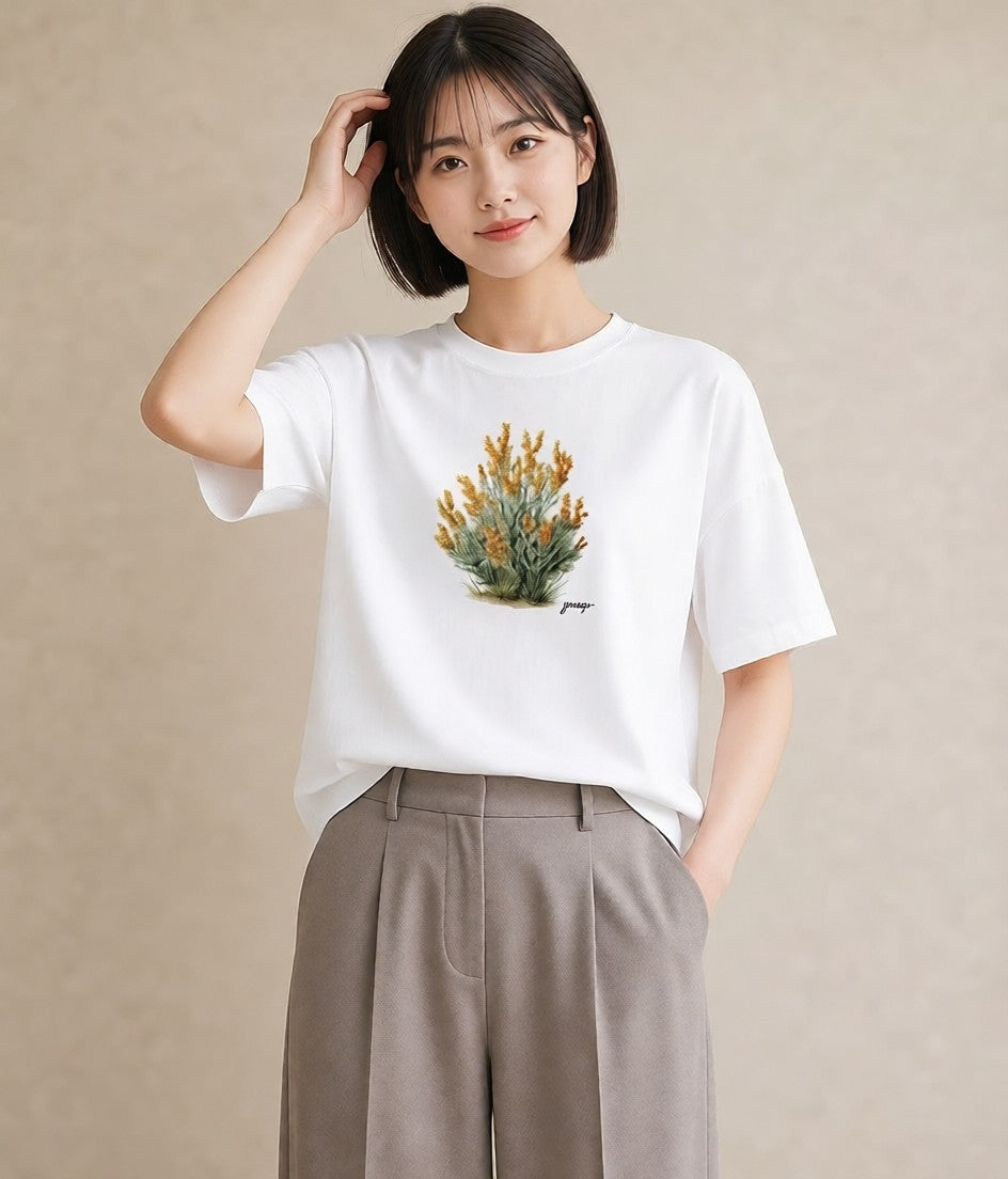 Tシャツ レディース 苔 植物 ボタニカル イラスト きれいめカジュアル 女子会 お揃い 白T