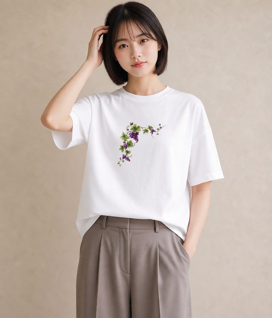 Tシャツ レディース つる 植物 ボタニカル イラスト ミニマル 女性向けギフト 散歩 白T