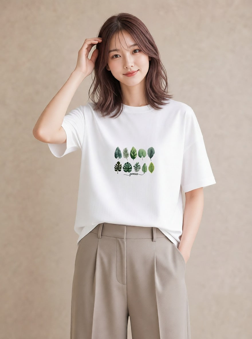 Tシャツ レディース モンステラ 植物 ボタニカル イラスト きれいめカジュアル 部屋着 女性向けギフト 白T