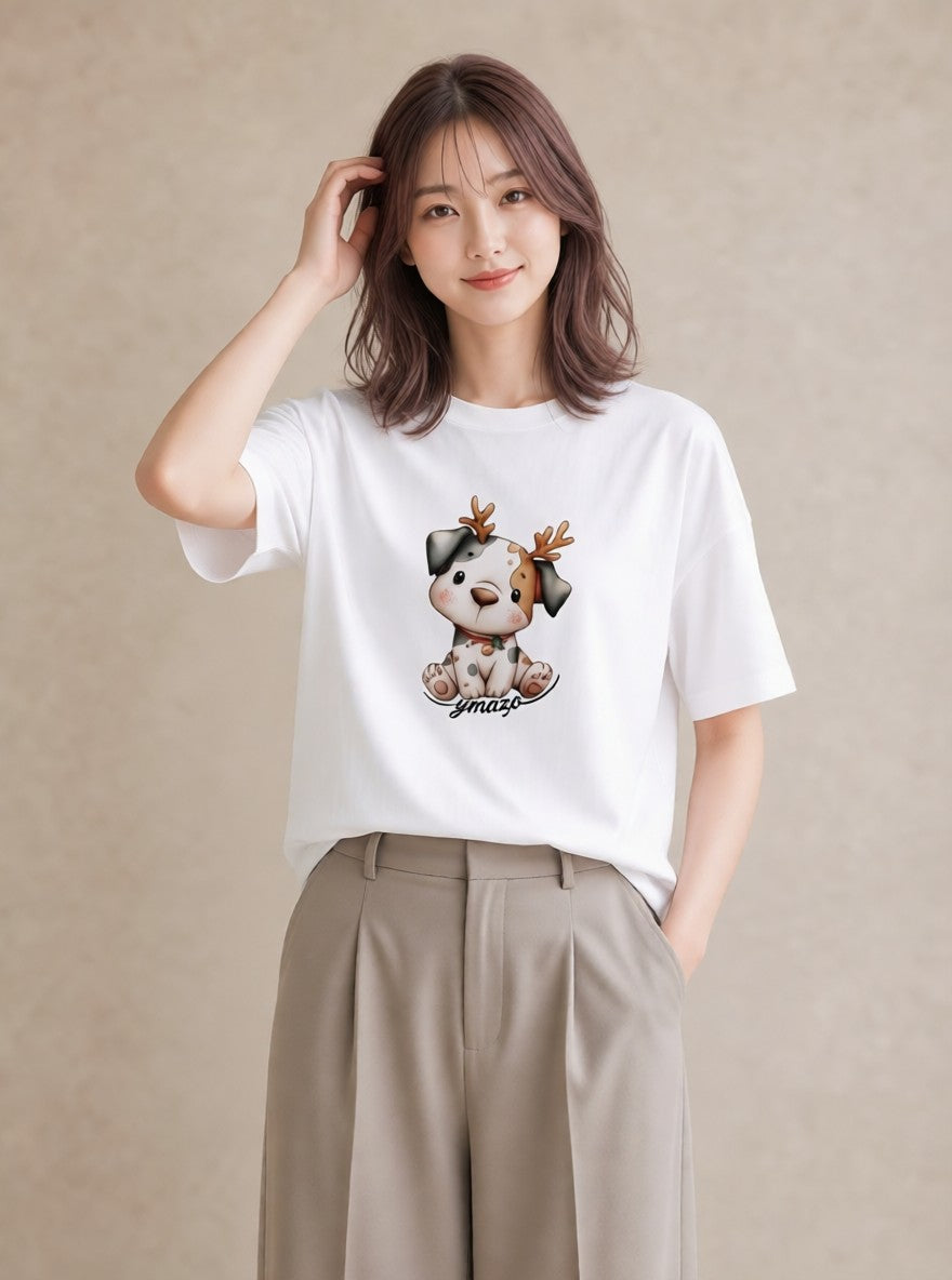 Tシャツ レディース わんちゃん 犬 いぬ イラスト ユニーク 姉妹 送別ギフト 白T