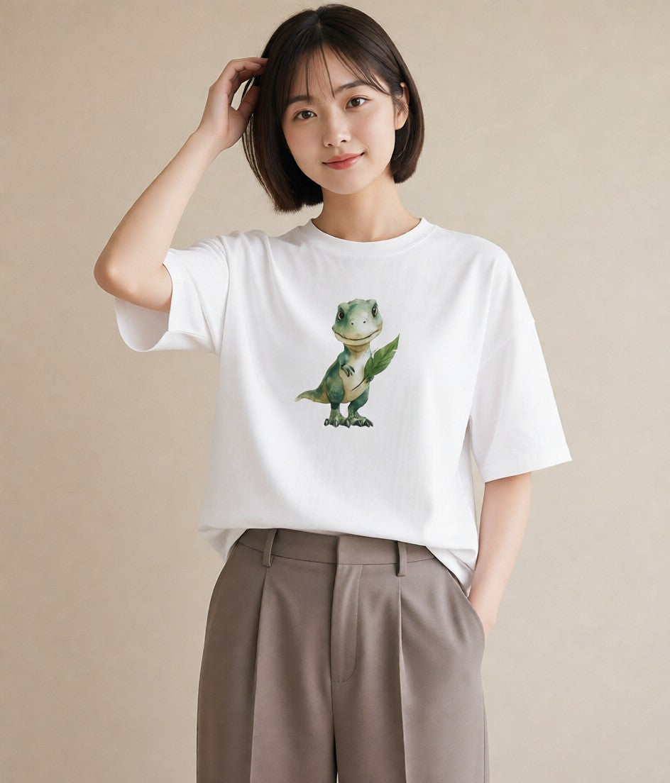 半袖Tシャツ レディース ヤモリ ペット 動物 イラスト お洒落 自分用 ルームウェア 白T