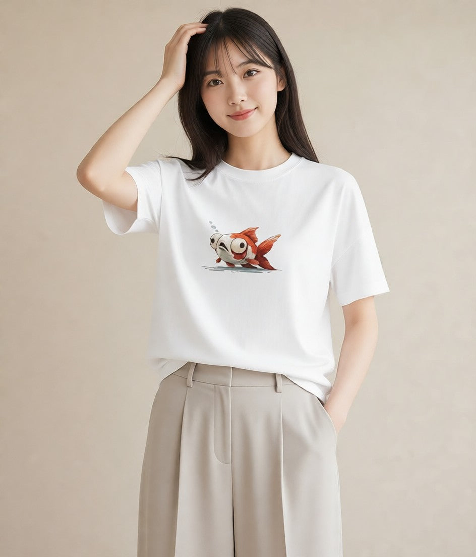 半袖Tシャツ レディース カクレクマノミ 海の生き物 海 イラスト ペアコーデ 秋コーデ 白T