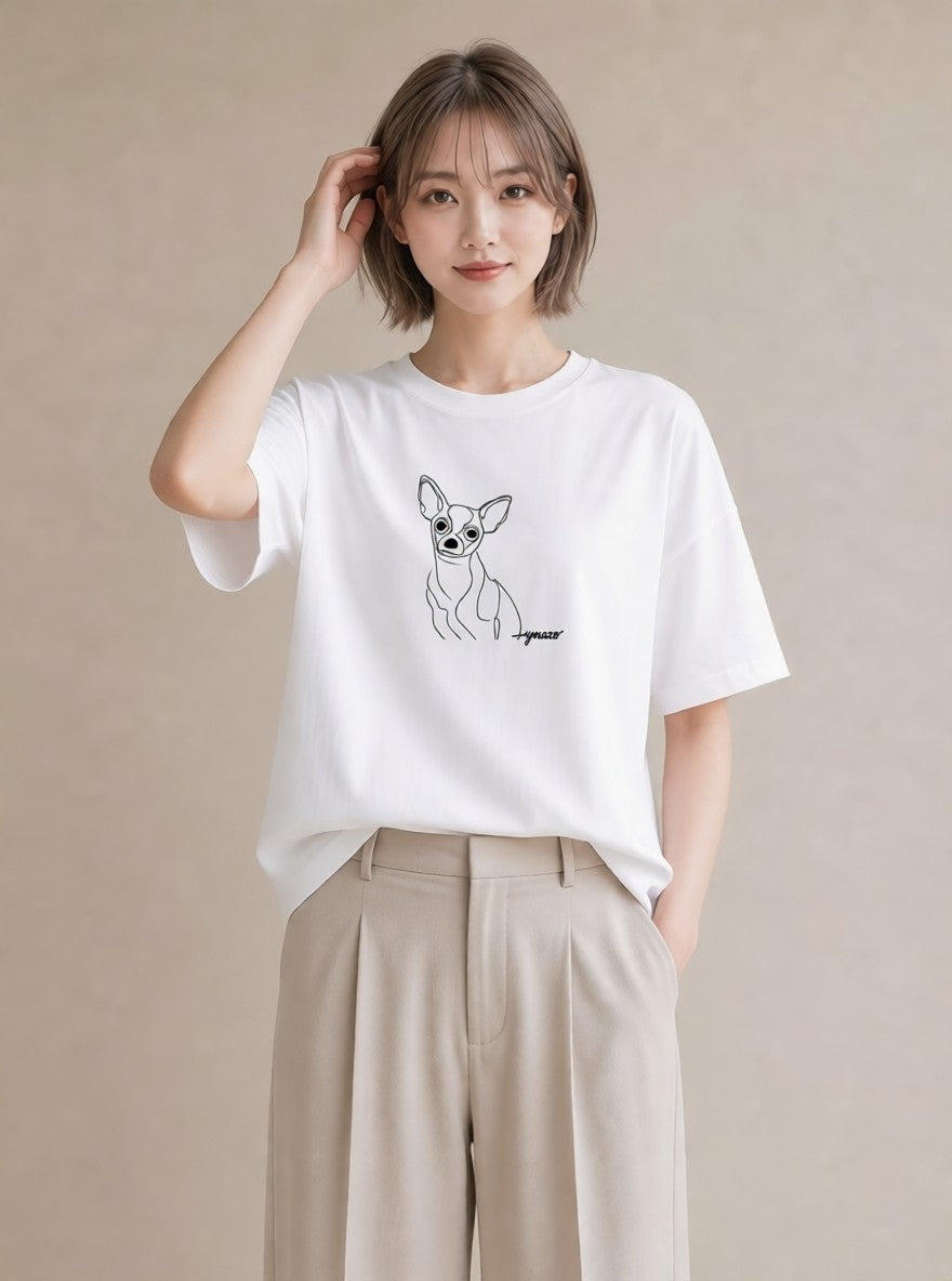 グラフィックTシャツ レディース 犬 いぬ わんこ イラスト 普段使い 社会人 女性 白T