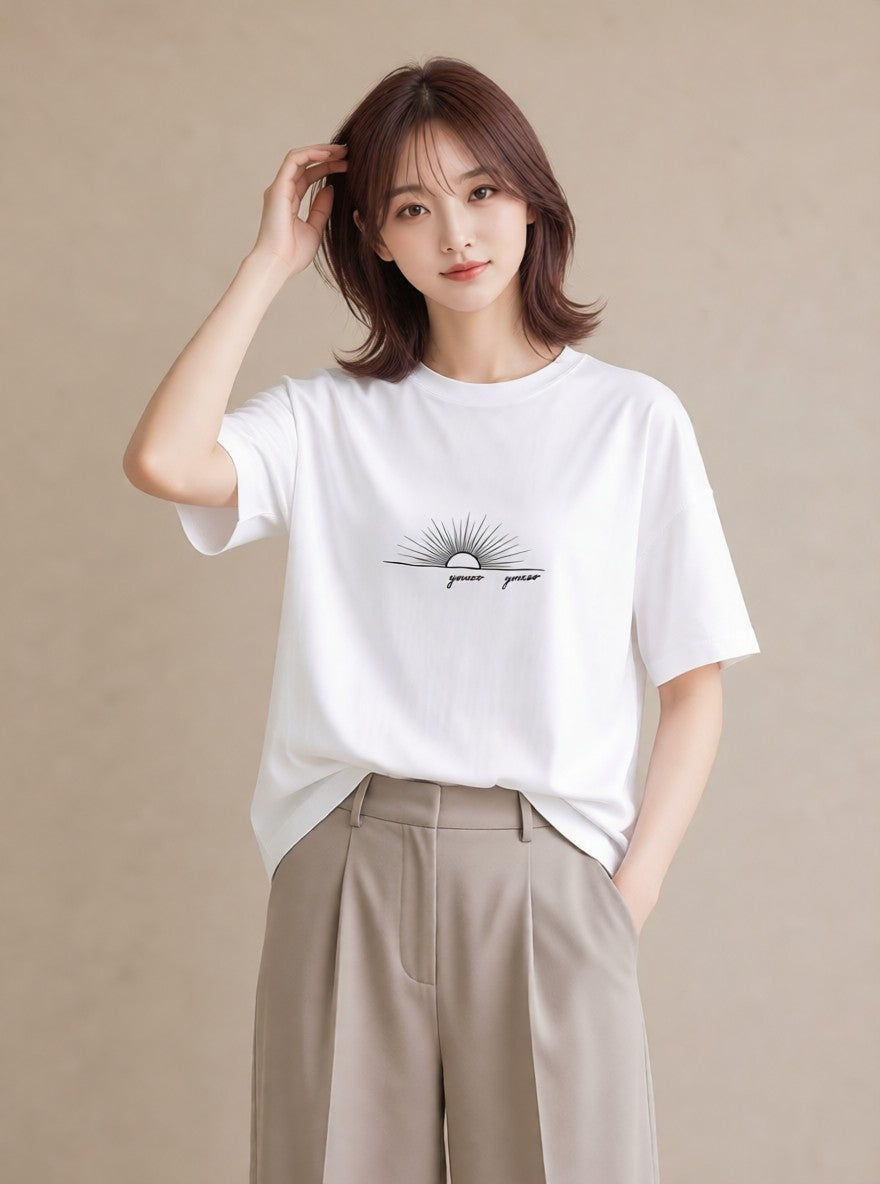 Tシャツ レディース 海 リゾート 夏 イラスト レトロ 週末コーデ 敬老の日 白T