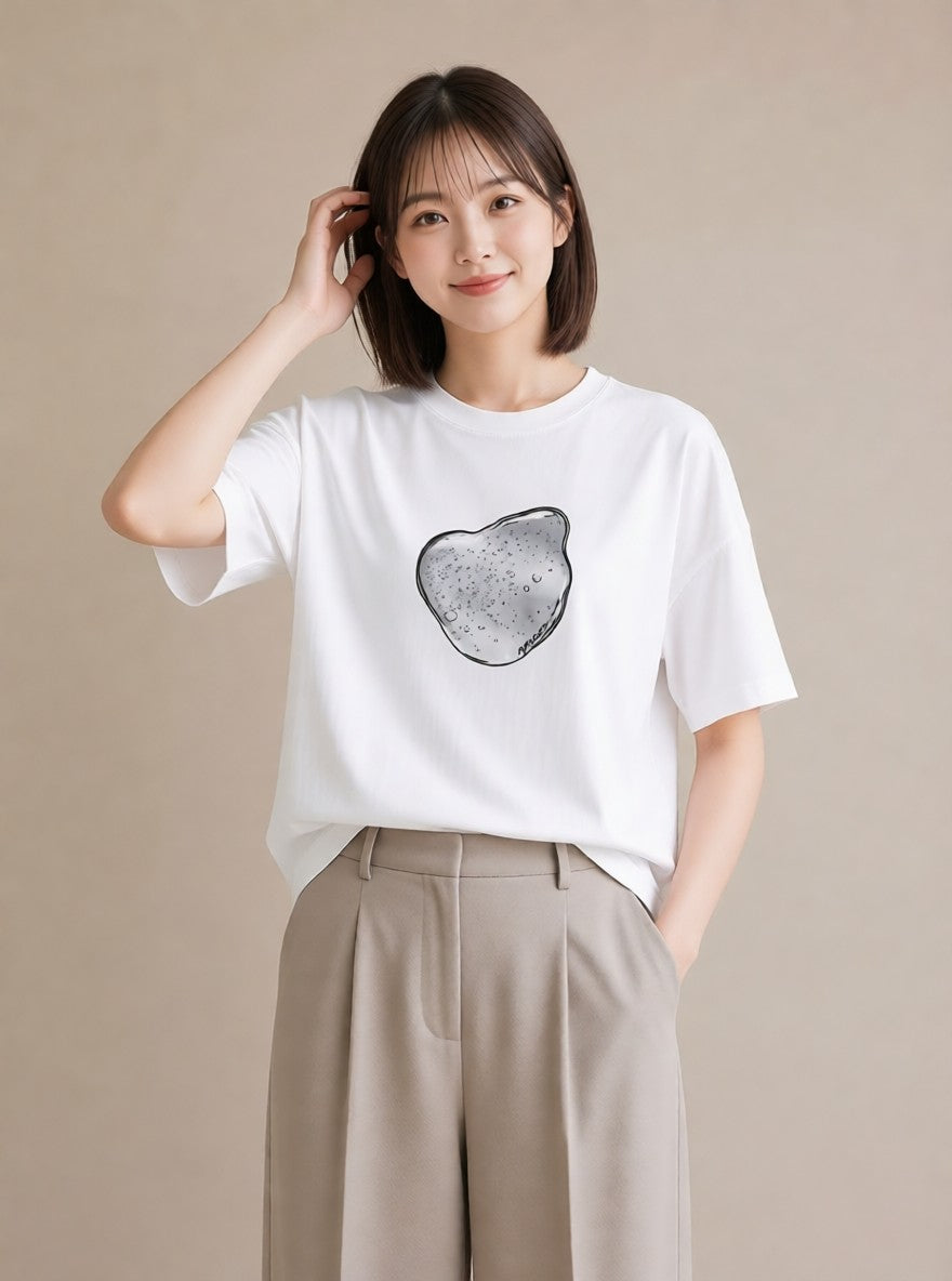 グラフィックTシャツ レディース 雨上がりの小道 雨上がり 小道 ナチュラル アンティーク イラスト ガーリー 旅行用 海 白T