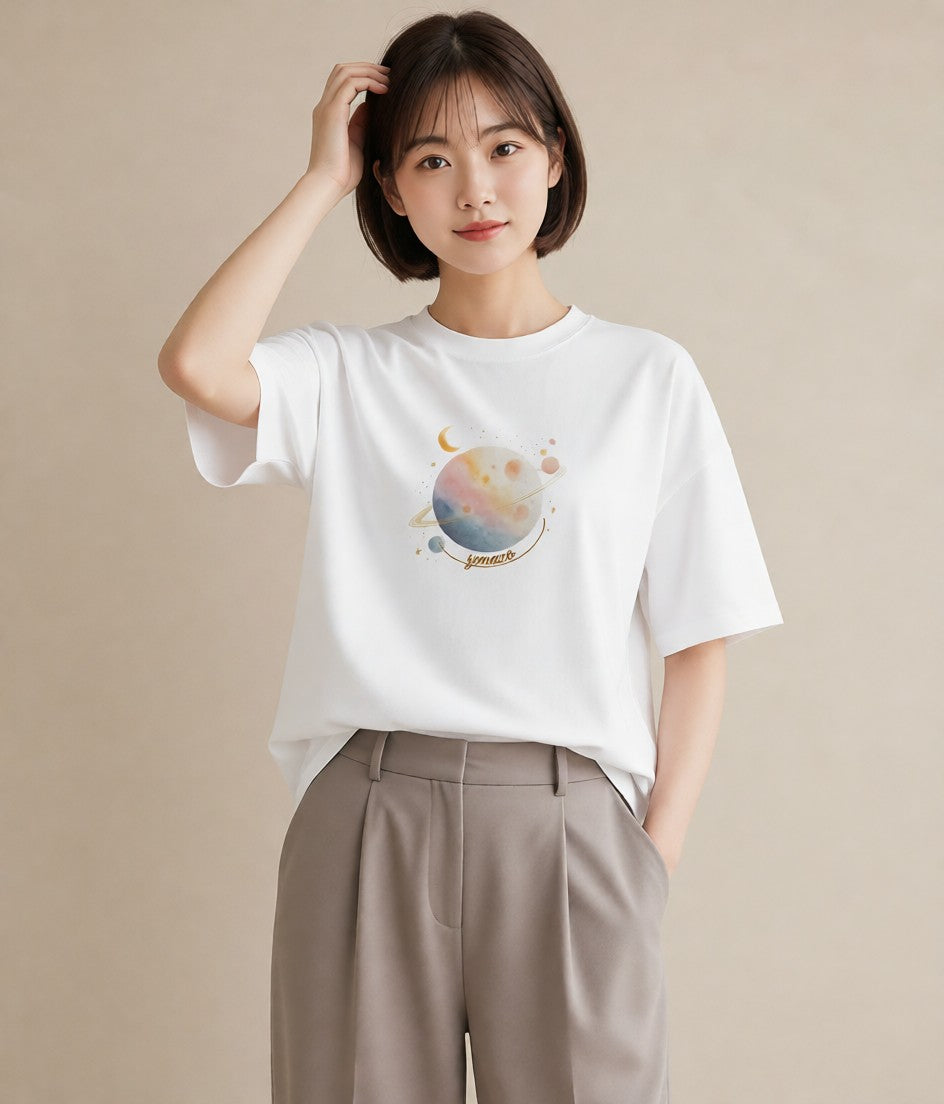 プリントTシャツ レディース 射手座 星空 宇宙 イラスト ゆるかわ ルームウェア ギフト 白T