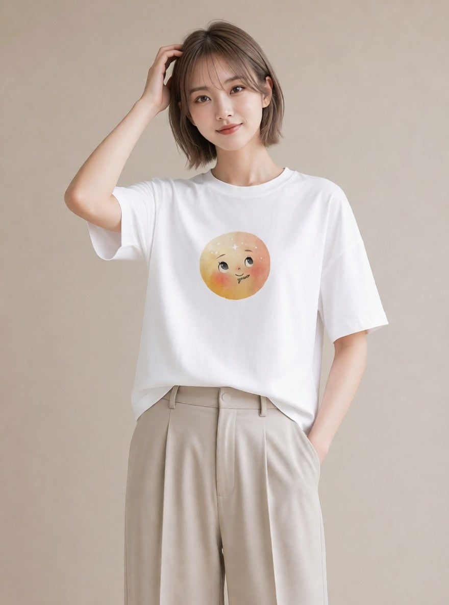 プリントTシャツ レディース 太陽 星空 宇宙 イラスト モード レイヤード 友達ギフト 白T