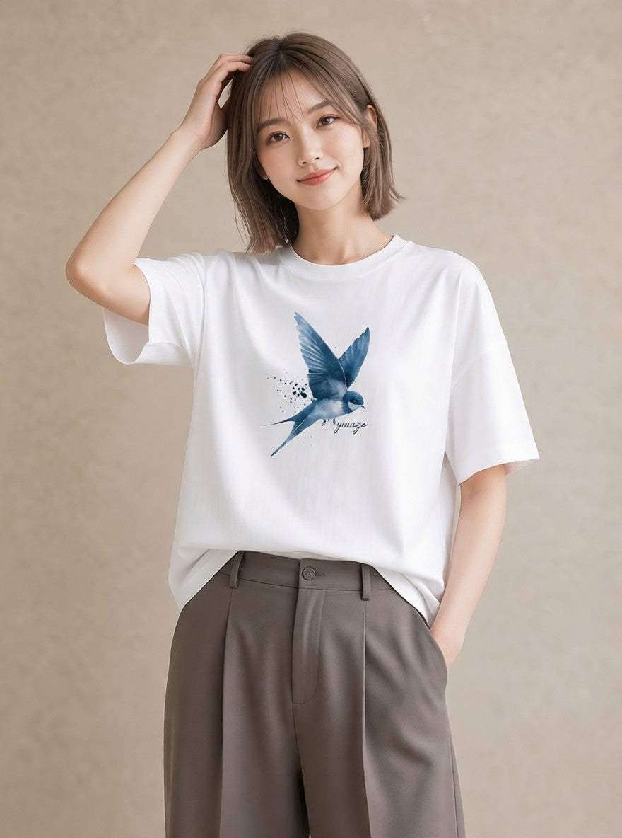 Tシャツ レディース インコ ペット 動物 イラスト こなれ感 女子会 お揃い 白T