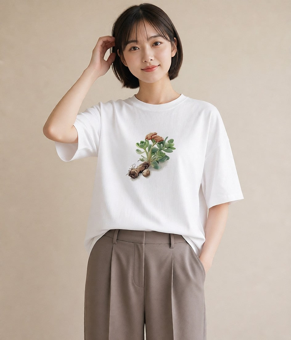 Tシャツ レディース 多肉植物 植物 ボタニカル イラスト カフェ服 クリスマス 白T