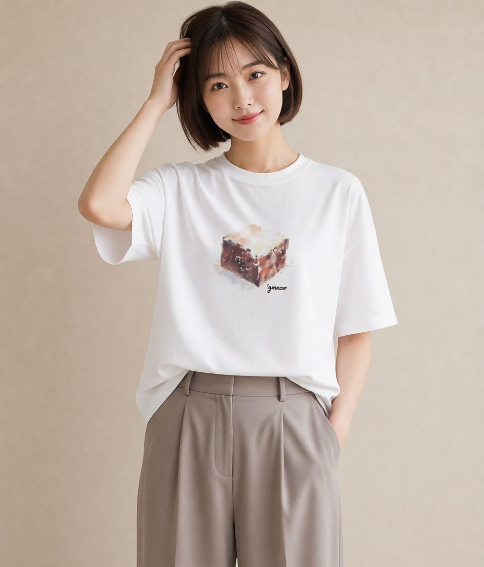 デザインTシャツ レディース チョコ 食べ物 フード イラスト シンプル 母の日 ビーチ 白T